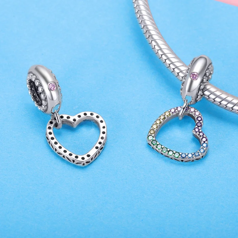 (image for) Pandora Style Silver Colorful Heart Dangle - SCC896 - View 4
