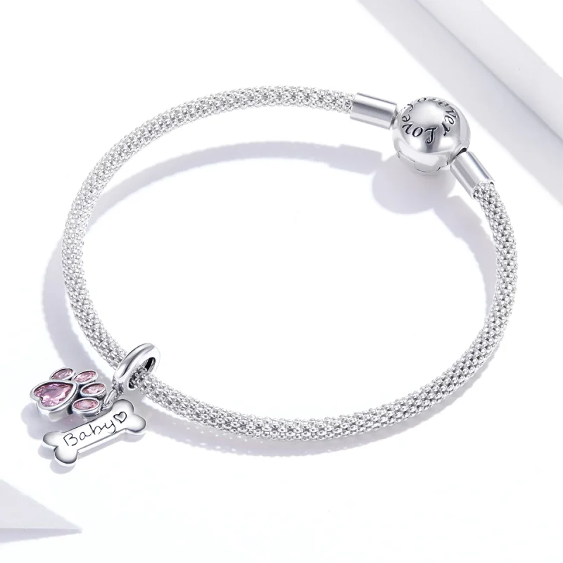 (image for) Pandora Style Silver Cute Dog Paw Dangle - SCC1680 - View 3