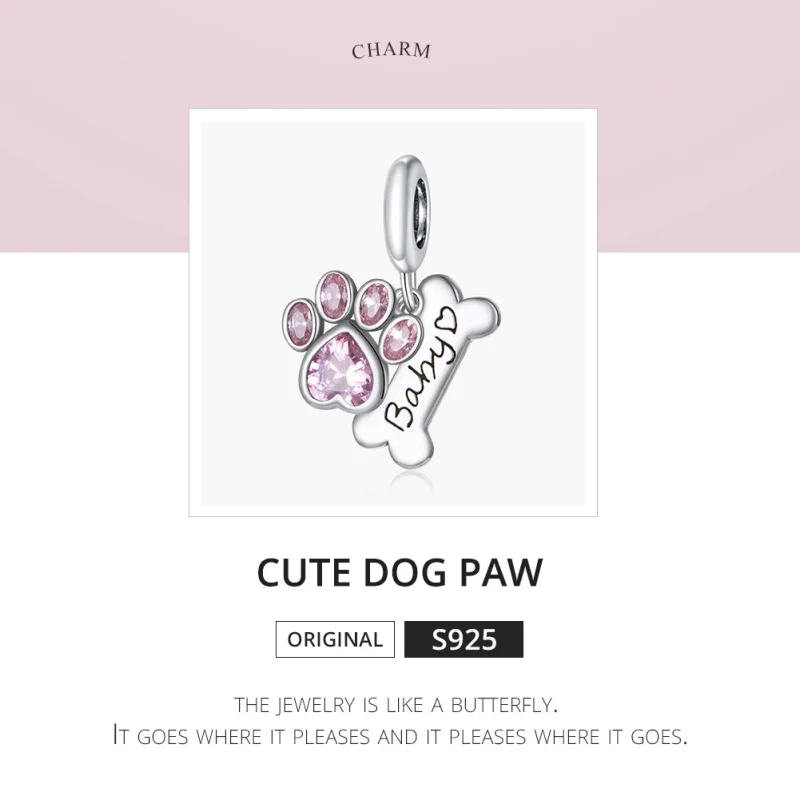 (image for) Pandora Style Silver Cute Dog Paw Dangle - SCC1680 - View 6