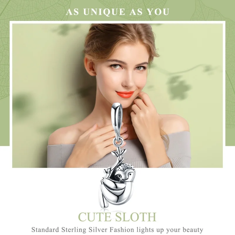 (image for) Pandora Style Silver Cute Sloth Dangle - SCC866 - View 6