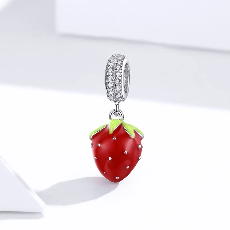 (image for) Pandora Style Silver Cute Strawberry Dangle - SCC1537 - View 3