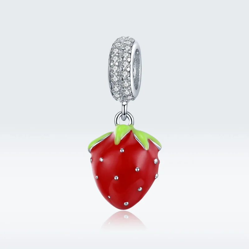 (image for) Pandora Style Silver Cute Strawberry Dangle - SCC1537 - View 5