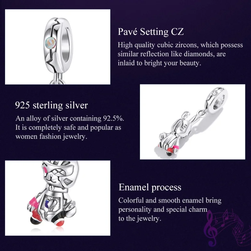 (image for) Pandora Style Silver Cyberpunk - Mechanical Rabbit Dangle - SCC1841 - View 7