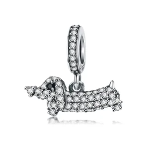 (image for) Pandora Style Silver Dachshund Sausage Dog Dangle - SCC709