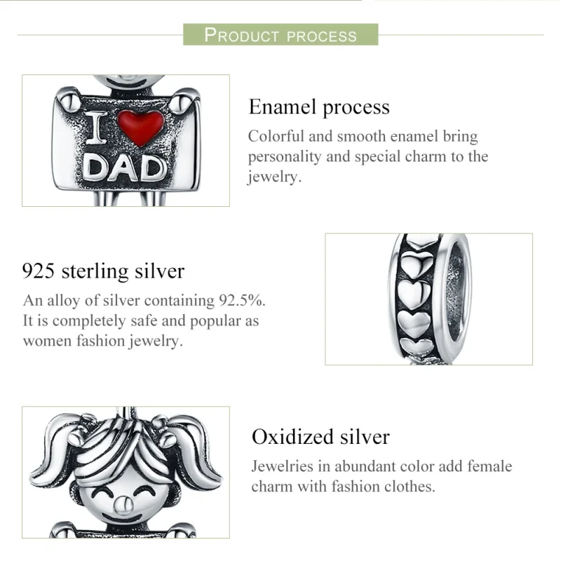 (image for) Pandora Style Silver Daddy's Girl Dangle - SCC690 - View 7