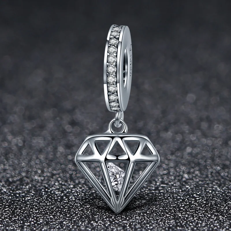 (image for) Pandora Style Silver Diamond Dangle - SCC186 - View 3