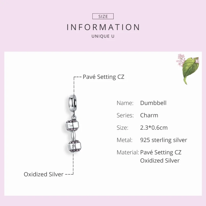 (image for) Pandora Style Silver Dumbbell Dangle - SCC1340 - View 7