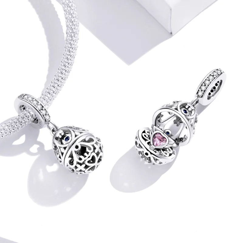 (image for) Pandora Style Silver Easter Egg With Treasure Dangle - SCC1465 - View 4