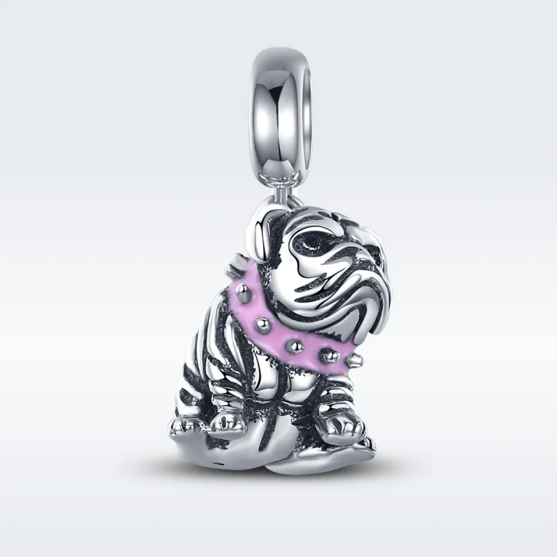 (image for) Pandora Style Silver English Bulldogs Dangle - SCC552 - View 2