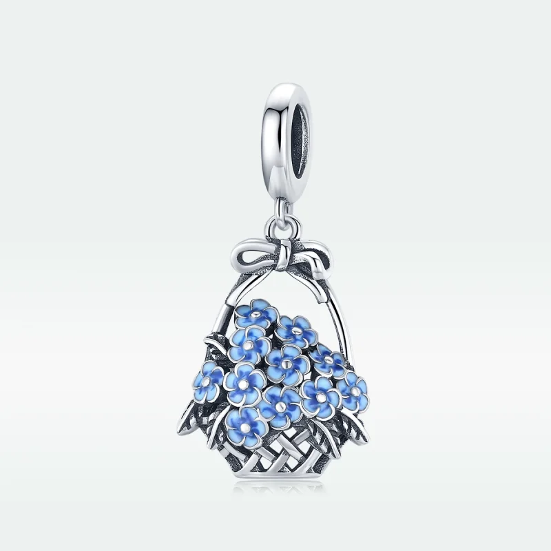 (image for) Pandora Style Silver Flower Basket Dangle - SCC1717 - View 5