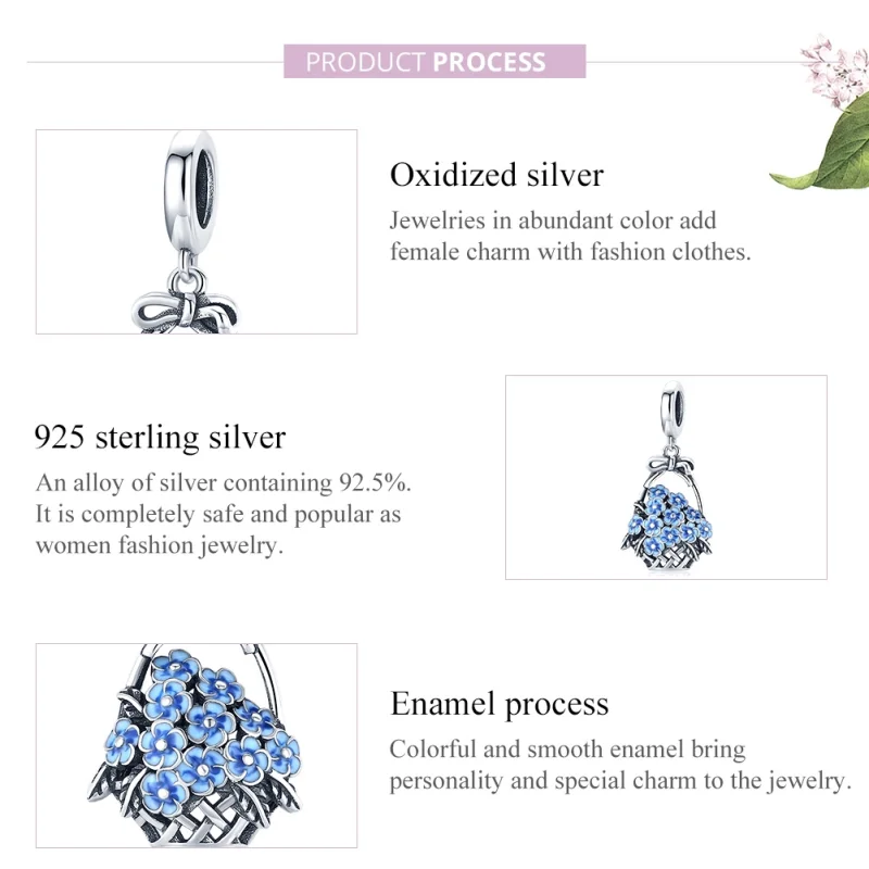 (image for) Pandora Style Silver Flower Basket Dangle - SCC1717 - View 7