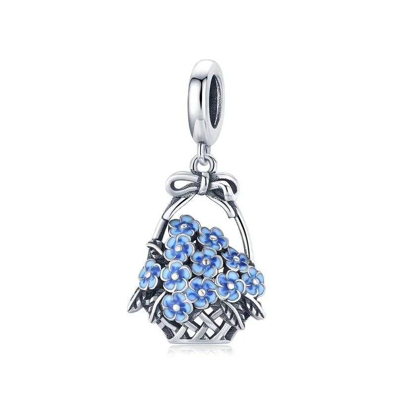 (image for) Pandora Style Silver Flower Basket Dangle - SCC1717 - Product Image