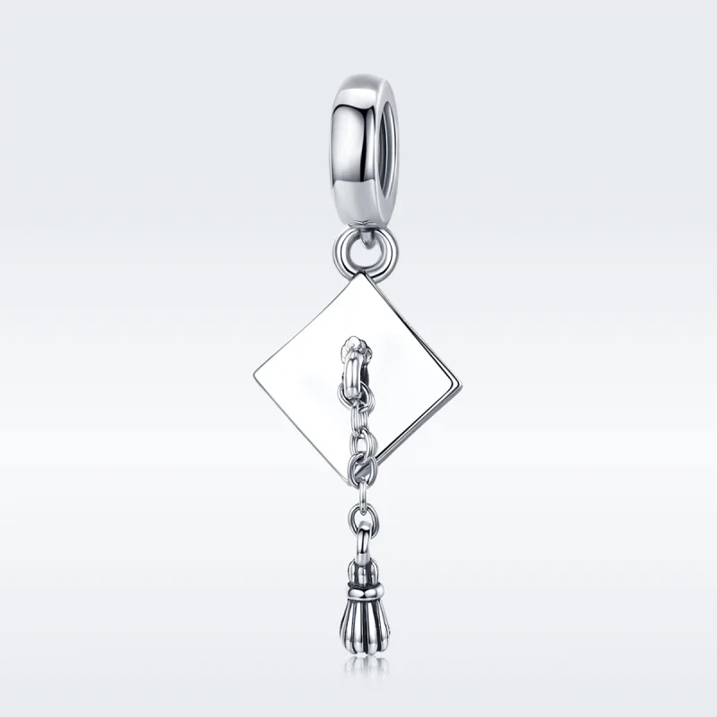(image for) Pandora Style Silver Graduation Trencher Cap Dangle - SCC459 - View 2