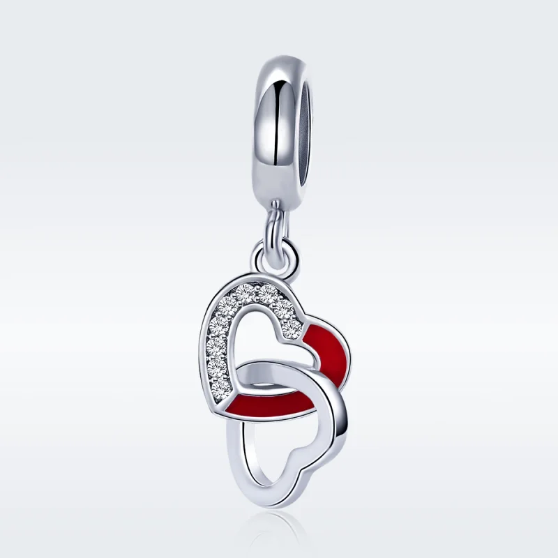 (image for) Pandora Style Silver Heart to Heart Dangle - SCC735 - View 3