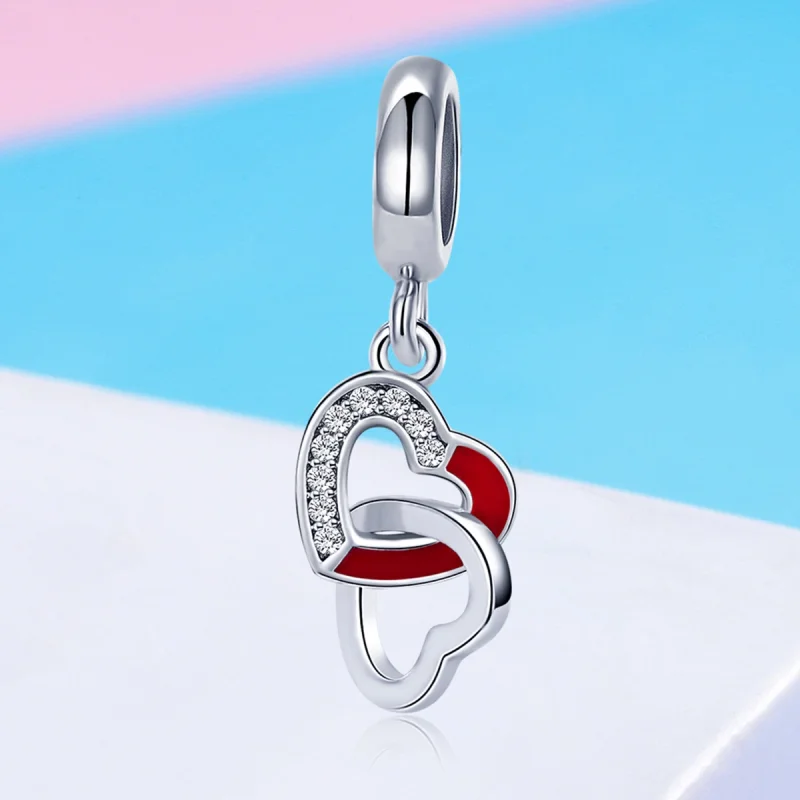 (image for) Pandora Style Silver Heart to Heart Dangle - SCC735 - View 4