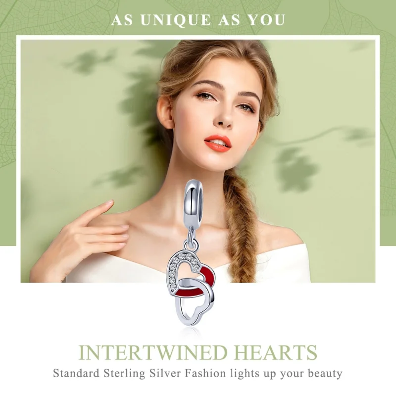 (image for) Pandora Style Silver Heart to Heart Dangle - SCC735 - View 6