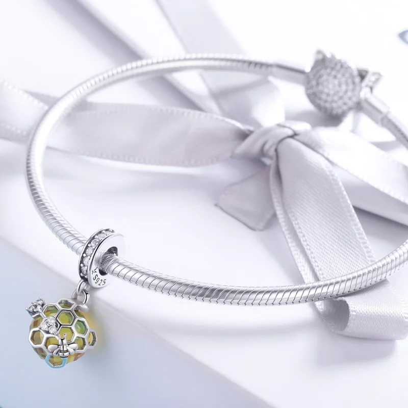 (image for) Pandora Style Silver Honeycomb Dangle - SCC879 - View 3