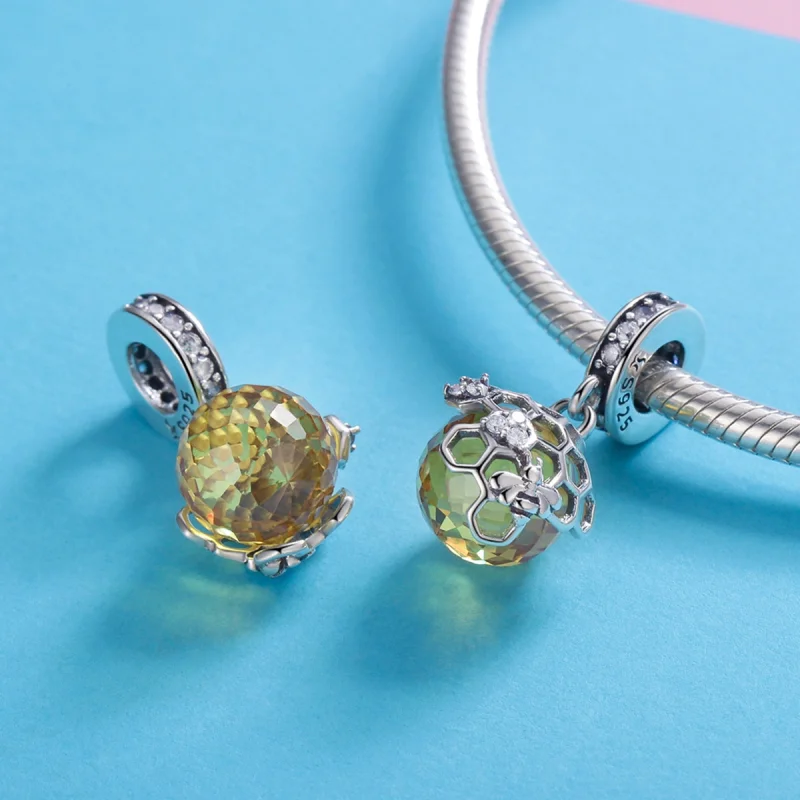 (image for) Pandora Style Silver Honeycomb Dangle - SCC879 - View 4