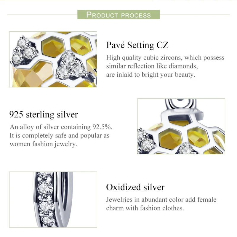 (image for) Pandora Style Silver Honeycomb Dangle - SCC879 - View 7