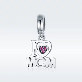 Pandora Style Silver I Love Mom Dangle - SCC420 Pandora Style Silver I Love Mom Dangle - SCC420