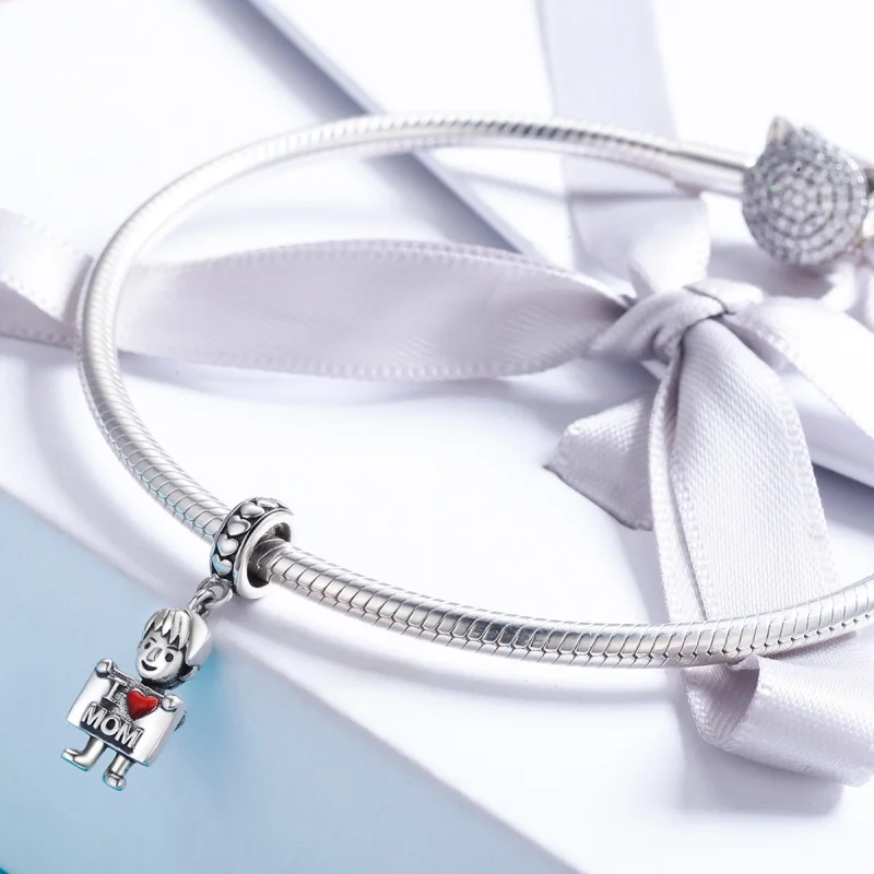 (image for) Pandora Style Silver I Love Mom Dangle - SCC691 - View 5