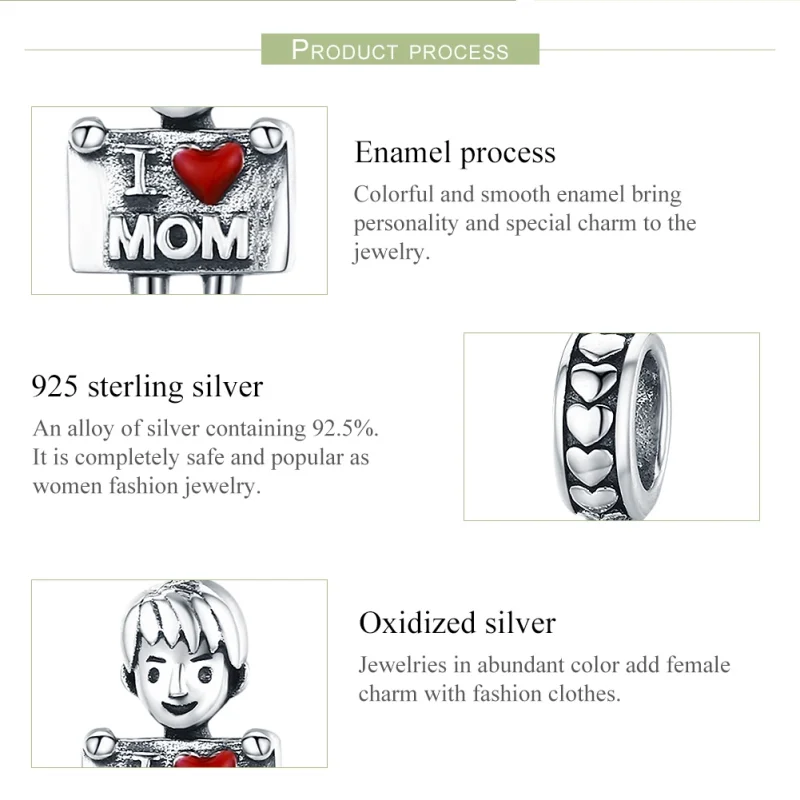 (image for) Pandora Style Silver I Love Mom Dangle - SCC691 - View 7