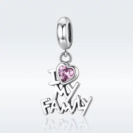 Pandora Style Silver I Love My Family Dangle - SCC251
