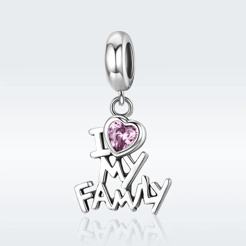 (image for) Pandora Style Silver I Love My Family Dangle - SCC251 - View 2