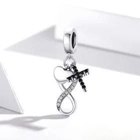 Pandora Style Silver Infinity Cross And Heart Dangle - SCC1713 Pandora Style Silver Infinity Cross And Heart Dangle - SCC1713