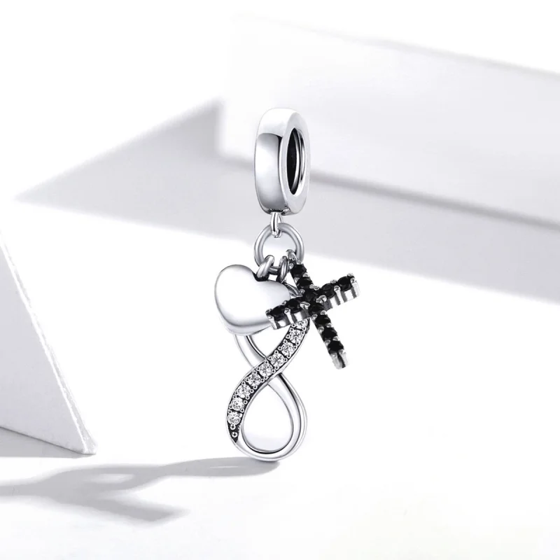 (image for) Pandora Style Silver Infinity Cross And Heart Dangle - SCC1713 - View 2