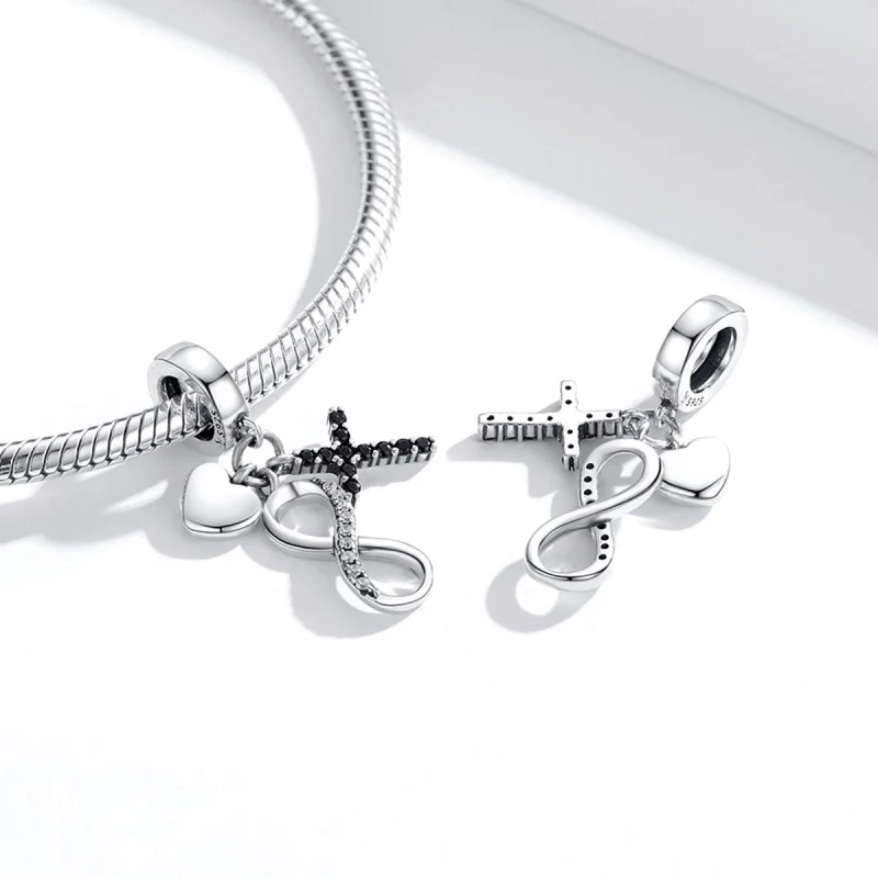(image for) Pandora Style Silver Infinity Cross And Heart Dangle - SCC1713 - View 4