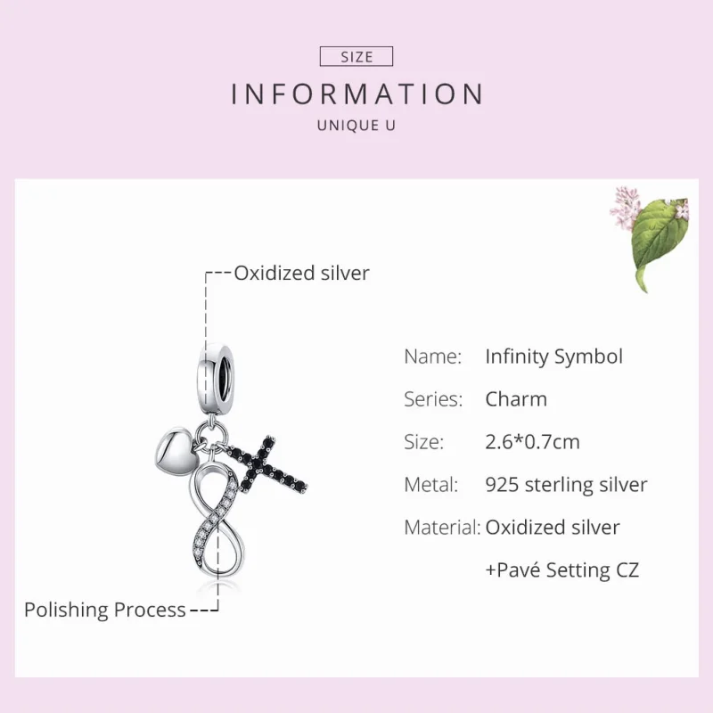 (image for) Pandora Style Silver Infinity Cross And Heart Dangle - SCC1713 - View 7