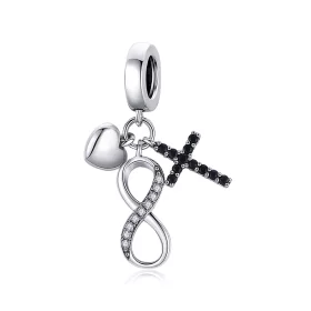 Pandora Style Silver Infinity Cross And Heart Dangle - SCC1713 Pandora Style Silver Infinity Cross And Heart Dangle - SCC1713
