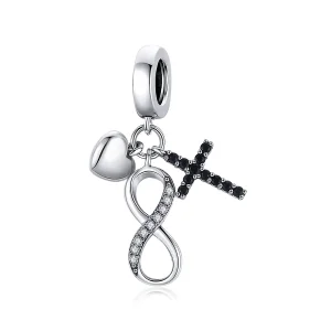 (image for) Pandora Style Silver Infinity Cross And Heart Dangle - SCC1713