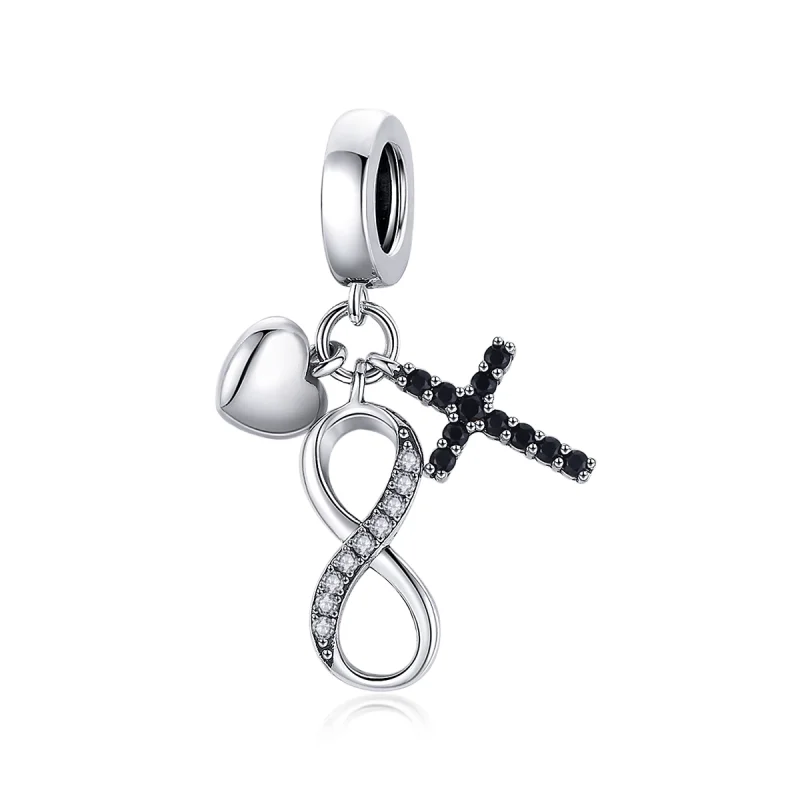 (image for) Pandora Style Silver Infinity Cross And Heart Dangle - SCC1713 - Product Image