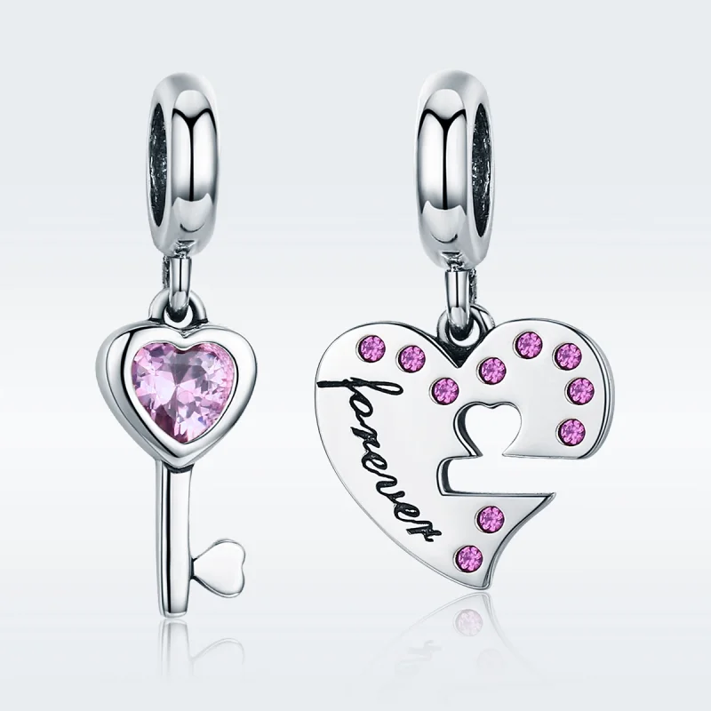 (image for) Pandora Style Silver Key of heart Dangle - SCC638 - View 3