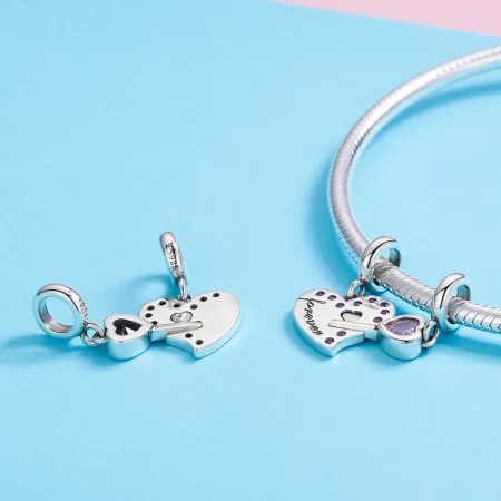 Pandora Style Silver Key of heart Dangle - SCC638