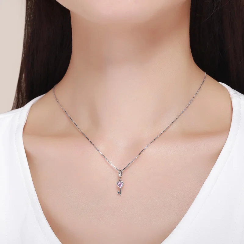 (image for) Pandora Style Silver Key of heart Dangle - SCC638 - View 9