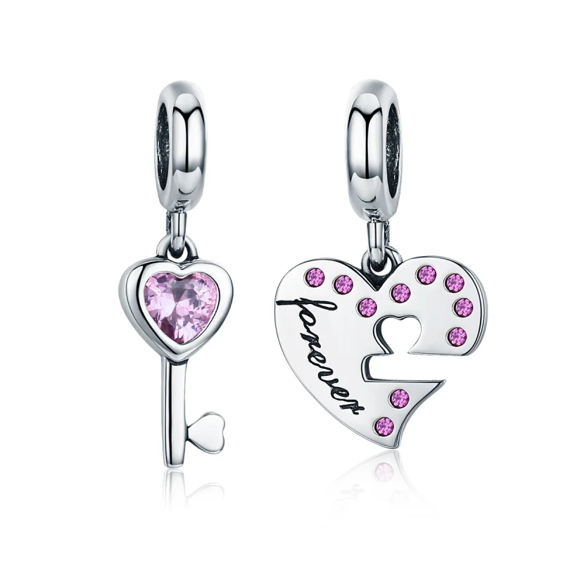 (image for) Pandora Style Silver Key of heart Dangle - SCC638 - Product Image