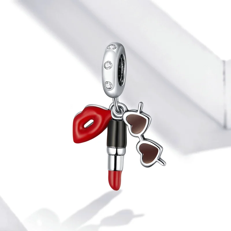 (image for) Pandora Style Silver Lipstick And Sunglasses Dangle - BSC346 - View 4