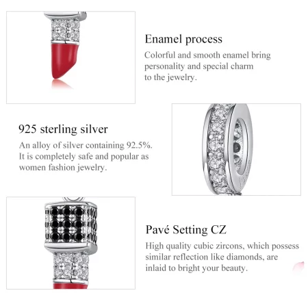 Pandora Style Silver Lipstick Dangle - SCC1392