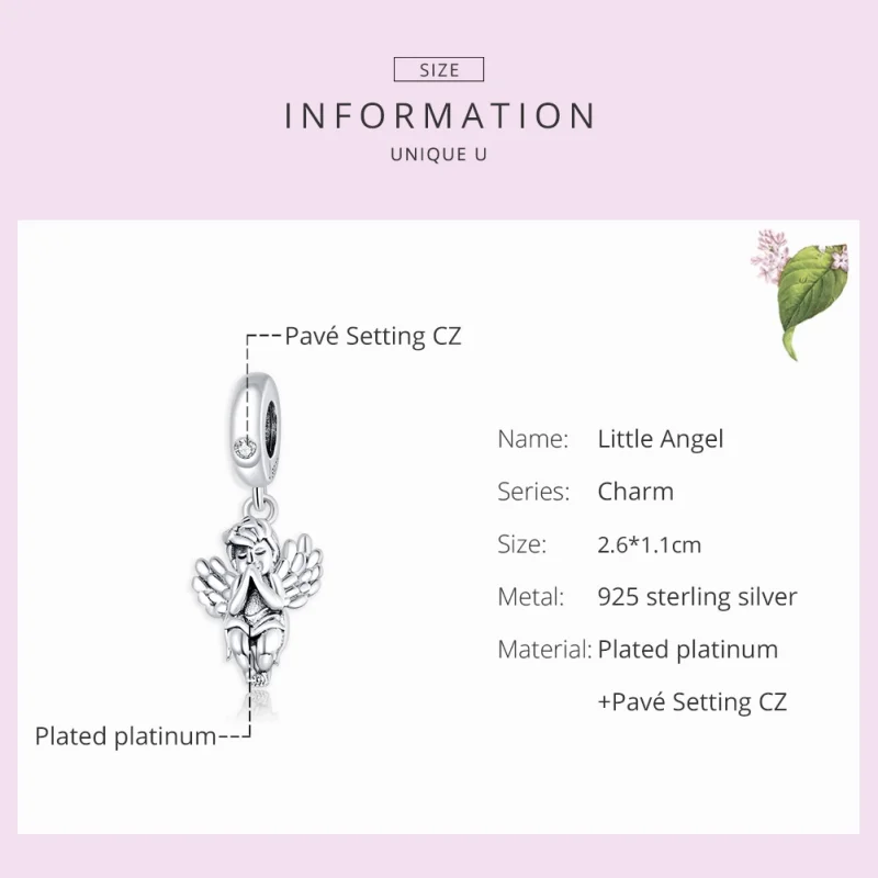 (image for) Pandora Style Silver Little Angel Dangle - SCC1686 - View 7