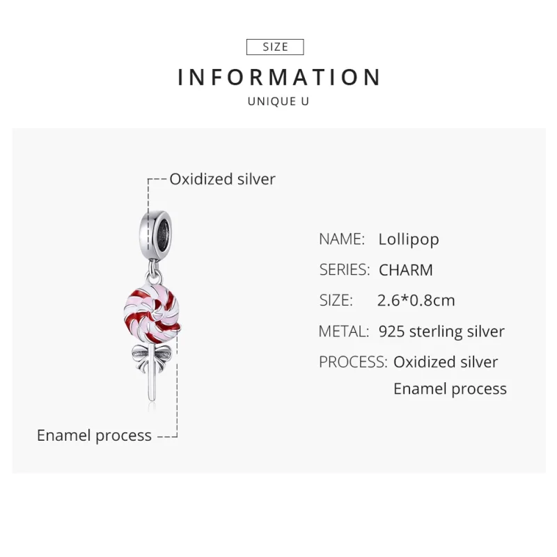 (image for) Pandora Style Silver Lollipop Dangle - SCC1491 - View 8