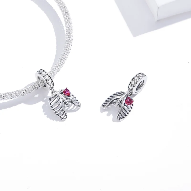 (image for) Pandora Style Silver Love Oath of Ribs Dangle - SCC1459 - View 3