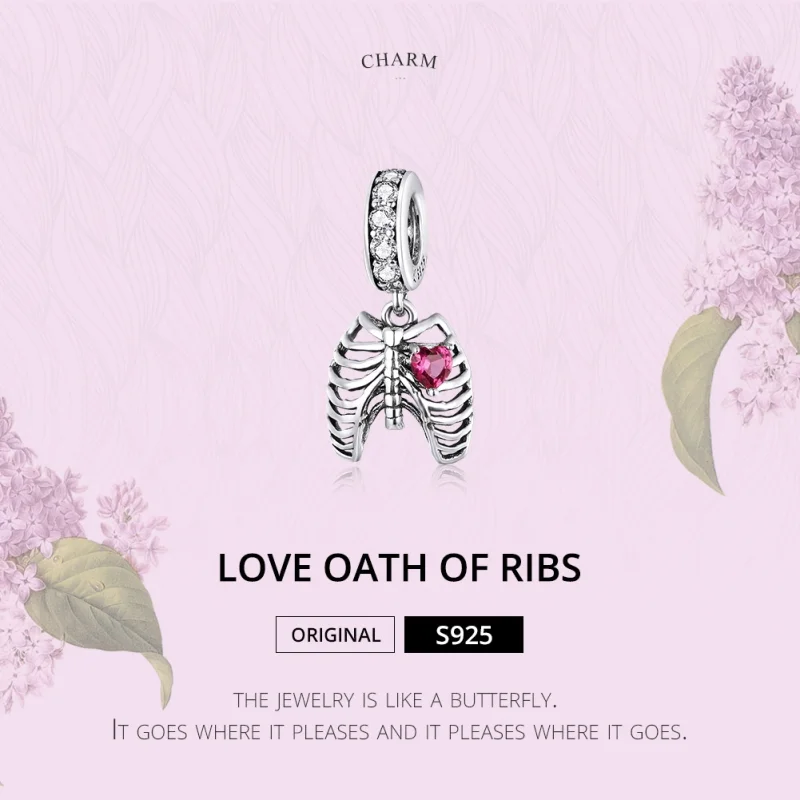 (image for) Pandora Style Silver Love Oath of Ribs Dangle - SCC1459 - View 6