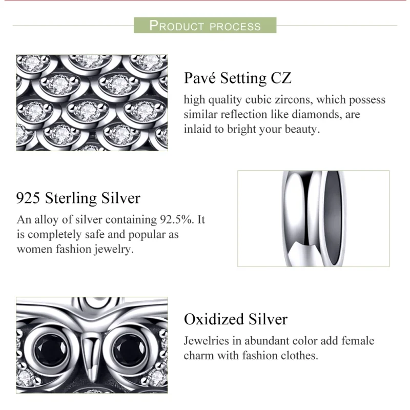 (image for) Pandora Style Silver Lovely Owl Dangle - SCC949 - View 7