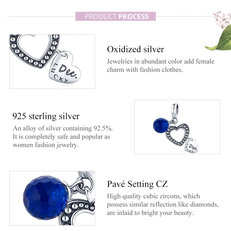 (image for) Pandora Style Silver Lucky December Dangle - SCC1721 - View 7