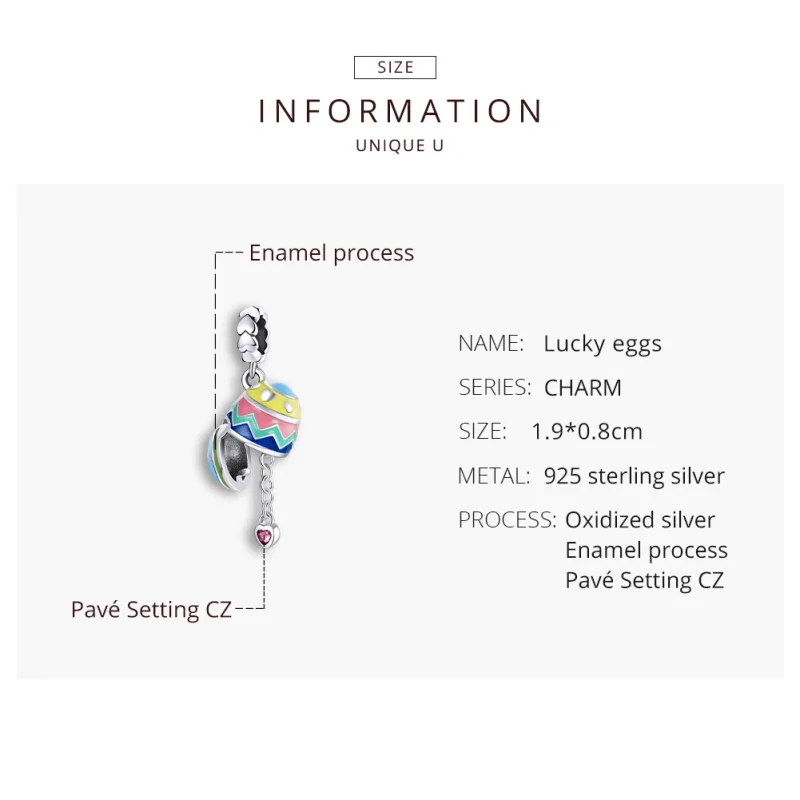 (image for) Pandora Style Silver Lucky Eggs Dangle - SCC1753 - View 8