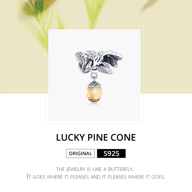 (image for) Pandora Style Silver Lucky Pine Cone Dangle - BSC336 - View 6