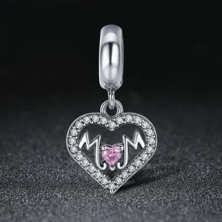 Pandora Style Silver Mom Heart Dangle - SCC392